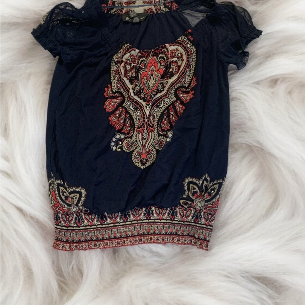 Navy Paisley Women's Top
